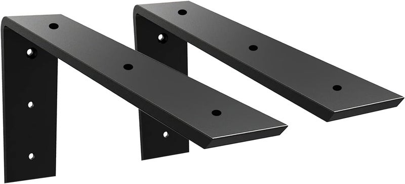 WINKER Countertop Support Bracket 2 Pack Heavy Duty 3/8" Thick Hidden L Shelf Bracket 12" x 6" x 2.5" Metal Corbels for Quartz/Granite/Wood/Concrete/Laminate Countertops, Black - Image 1